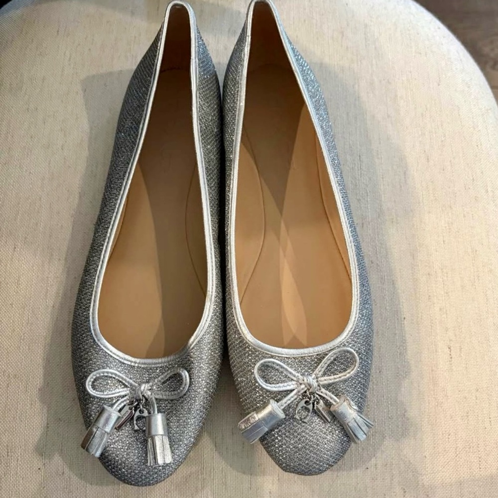 COACH Metallic Silver Ballet Flats size 9